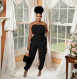 Solid Strapless Off Shoulder Sashes Jumpsuit BS-1307