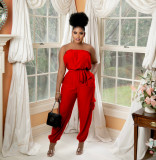 Solid Strapless Off Shoulder Sashes Jumpsuit BS-1307