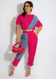 Denim Pachwork Two Piece Pants Sets MEM-88435