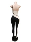 Sexy Mesh Patchwork One Shoulder Jumpsuit MEM-88433