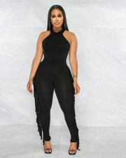 Solid Sleeveless Tassel Pants 2 Piece Sets FNN-8669