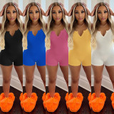 Solid Ribbed Sleeveless Romper GLF-08114