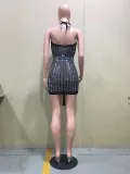 Hot Drilling Deep V Neck Halter Night Club Dress OD-8483