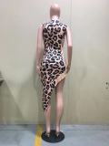 Leopard Sleeveless Irregular Midi Dress OD-8484