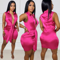 Solid Sleeveless Slim Short Dress BGN-241