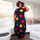 Plus Size Dot Print Short Sleeve Loose Maxi Dress NNWF-7499