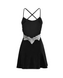 Sexy Lace Patchwork Backless Cross Strap Nightdress MA-Y488