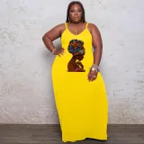 Plus Size Sexy Printed Sling Maxi Dress WAF-7208225