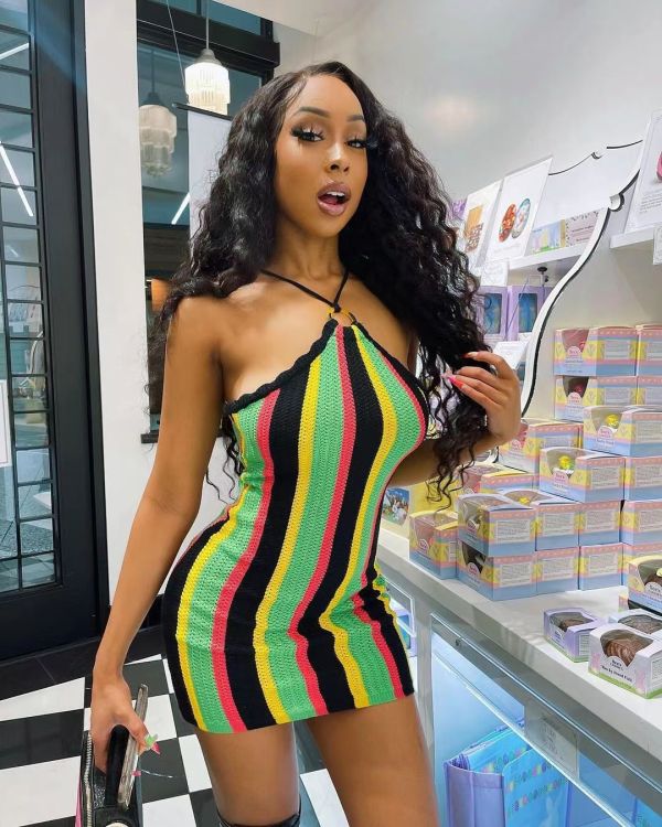 Sexy Striped Knit Spaghetti Strap Mini Dress TR-1207