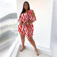 Plus Size Printed Casual Loose Romper NNWF-7484