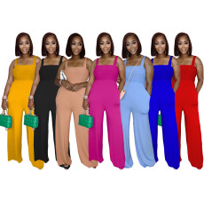 Solid High Waist Sleeveless Strap Jumpsuit BS-1308