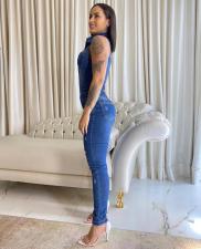 Denim Ripped Sleeveless Jeans Jumpsuit LX-6923