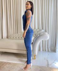 Denim Ripped Sleeveless Jeans Jumpsuit LX-6923