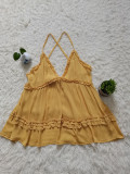 Sexy Ruffled V Neck Cross Strap Top CM-8608