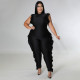 Plus Size Solid Ruffled Sleeveless Jumpsuit NNWF-7513