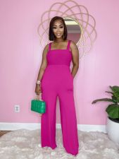 Solid High Waist Sleeveless Strap Jumpsuit BS-1308