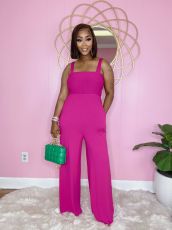 Solid High Waist Sleeveless Strap Jumpsuit BS-1308