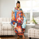 Plus Size Printed Short Sleeve Pockets Loose Maxi Dress NNWF-7514