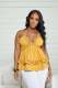 Sexy Ruffled V Neck Cross Strap Top CM-8608