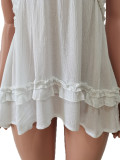 Sexy Ruffled V Neck Cross Strap Top CM-8608