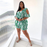 Plus Size Printed Casual Loose Romper NNWF-7484