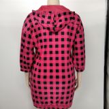 Plus Size Plaid 3/4 Sleeve Mini Dress XMY-9352