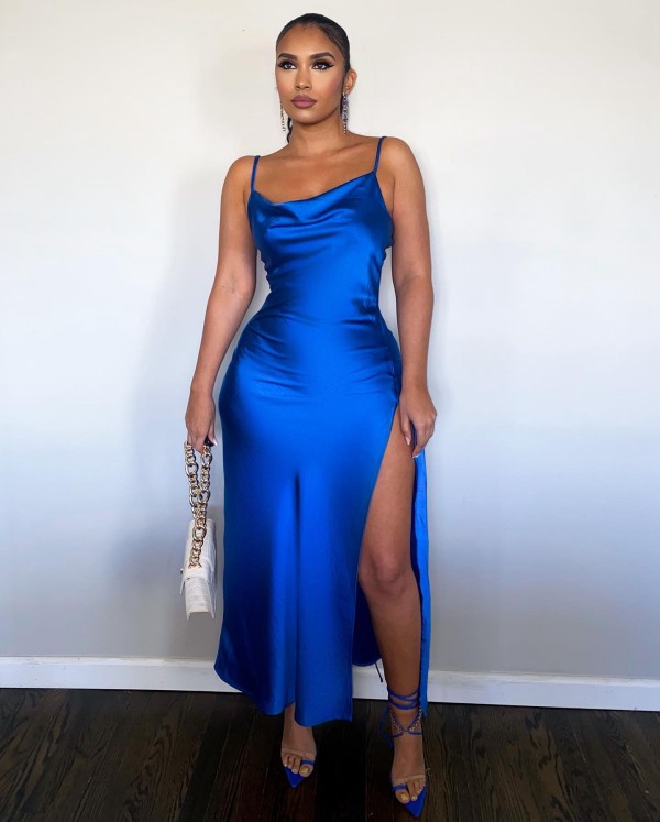Sexy Spaghetti Strap Split Long Dress BGN-242