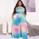 Plus Size Letter Print Gradient Two Piece Sets NY-2405