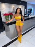 Sexy Velvet Tube Top And Shorts 2 Piece Sets OSM-3339
