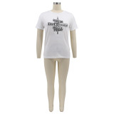 Plus Size Letter Print Short Sleeve O Neck T Shirt SFY-059X