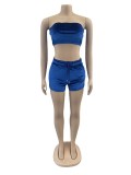 Sexy Velvet Tube Top And Shorts 2 Piece Sets OSM-3339