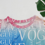 Plus Size Letter Print Gradient Two Piece Sets NY-2405