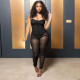 Plus Size Sexy See Through Ruched Jumpsuit YNSF-1815