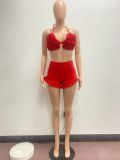Sexy Ruffled Bra Top And Shorts Two Piece Sets NYF-8111