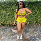 Sexy Ruffled Bra Top And Shorts Two Piece Sets NYF-8111