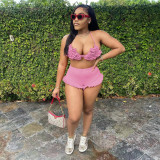 Sexy Ruffled Bra Top And Shorts Two Piece Sets NYF-8111