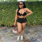 Sexy Ruffled Bra Top And Shorts Two Piece Sets NYF-8111