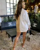 Contrast Color Long Sleeve Shirt And Shorts Suit QY-5272