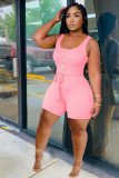 Plus Size Solid Sleeveless Sashes Romper HM-6616