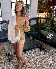 Contrast Color Long Sleeve Shirt And Shorts Suit QY-5272