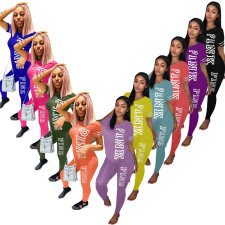 PINK Letter Print T Shirt And Pants 2 Piece Sets XMF-117