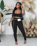 Solid Ribbed Tank Top And Pants Two Piece Sets FNN-8671