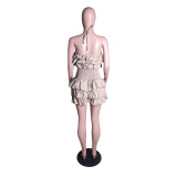 Sexy Halter Ruffled Mini Dress MK-3087