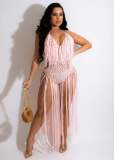 Sexy Tassel Crochet Backless One-Piece Beachwear ZSD-0224