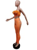 Feather Patchwork Hole Two Piece Pants Sets MEM-88434