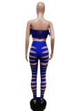 Feather Patchwork Hole Two Piece Pants Sets MEM-88434