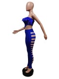 Feather Patchwork Hole Two Piece Pants Sets MEM-88434