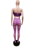 Feather Patchwork Hole Two Piece Pants Sets MEM-88434