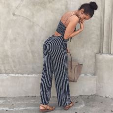 Sexy Striped Bow-Tie Strap Jumpsuit ZSD-0473