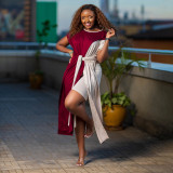 Contrast Color Patchwork Two Piece Shorts Sets SWPF-80628